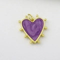 Exquisite gold-plated heart pendant with purple enamel core and micro-bead edges - Purple