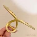 Matte gold metal shark hair claw clip in 11cm large size with minimalist geometric design - 1# Gold Cross