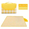 Waterproof yellow checkered Oxford cloth picnic mat with portable folding design - 50*50CM(No Lid) / Yellow White Plaid