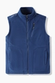 Navy polar fleece vest jacket with high collar and functional multi-pocket design - L / Navy Blue