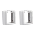 Dettaglio di orecchini a cerchio quadrati in argento con design geometrico moderno - VE1504 Stile Quadrato Geometrico / Oro Bianco