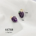 Detail view of purple enamel strawberry charms with dimensions 14mm by 9mm and gold alloy finish - 4476# Purple Strawberry