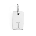 Silver rectangular stainless steel pendant featuring an engraved capital letter I - Steel I / Corroded Lettering 10*6*1.5mm