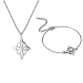 Silver Celtic witch knot jewelry set including pendant necklace and matching bracelet - Style G Necklace Bracelet / Steel