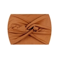 Brown twist knot yoga headband made of elastic knit fabric for fitness and sports - Coffee