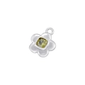 Macro shot of silver flower pendant with yellow square gemstone and polished details - VD1532 Platinum Olive Green Zirconia