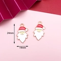 Pair of Christmas Santa Claus enamel charms in red and gold finish, size 24mm x 14mm - 17# Santa Claus