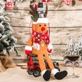 Christmas reindeer wine bottle cover with brown plush fabric and long legs ornament - Elk Style