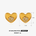 Orecchini a cuore in acciaio inossidabile placcato oro 18K con inserto in zirconi - Stile a Cuore con Micro-Pavé di Zirconi (ZN842) / Oro