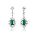 Boucles d'oreilles en argent S925 avec pierres vertes émeraude et accents marquise - Argent 925 / Émeraude de laboratoire