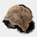 Bonnet en dentelle à fleurs avec broderie rose marron vintage et maille noire respirante - M (56-58cm) / Kaki
