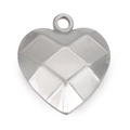 Herzanhänger aus Edelstahl in Silber mit Rautenmuster und glänzendem Finish - 18mm Stil (KLJ4974-Z) / Stahlfarbe