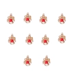 Detailed close-up of 10 gold Christmas bell pendants with red enamel and golden bows - Bow Gold Bell Style (8#)