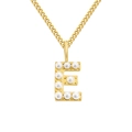 Gold-plated stainless steel necklace featuring a pearl-inlaid letter E initial pendant - Letter E / Gold