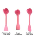 Pink silicone face cleansing brush set with fish-tail massager and mask spatula - Single Facial Brush / All Pink