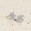 Orecchini a foglia d'acero in argento con zirconi cubici e pendenti a goccia lucidi - Foglia di Zircone Argento Grande