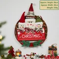Christmas snowman rattan wreath with Merry Christmas banner and red berry details - Type D Christmas Rattan Wreath - Snowman Banner