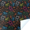 Neon video game controller pattern on black gift wrapping paper for boys birthday - Neon Game Console