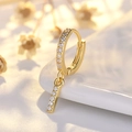 Sparkling gold S925 silver letter hoop earring with clear cubic zirconia pavé stones - Letter I (Gold)