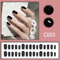 Glossy black long coffin press-on nails set with 24 pieces in various sizes for women - 24Pcs Coffin Long Style / Glossy Black (Glue Style)