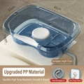 Blue translucent flat hair washing basin with massage base and drainage pipe for elderly - Upgraded Blue PP Basin + Drain Pipe + Hook + Headrest + Neck Pad