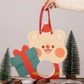 Christmas bear mousse ball gift box with red handle and clear window 31.5x27x7.5cm - Red Hat Bear Style