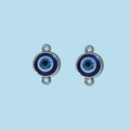 Antik-silberne Evil Eye DIY Legierungs-Anhänger mit dunkel- und hellblauen Emaille-Details - Blauer ovaler Augenverbinder