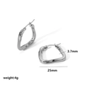 Polished silver 25mm twisted stainless steel hoop earrings with 3.7mm thickness - Twisted Square Earrings (TE6008-S)