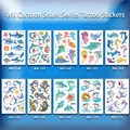 Set of 10 cartoon shark temporary tattoos for kids with colorful ocean animal designs - Shark Combo