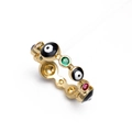 Minimalist 18K gold plated evil eye ring with colorful zircon stones and enamel - Large Single Eye Exotic Style - Gold (CR0005YH)