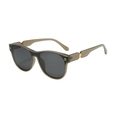 Oval oversized sunglasses with translucent brown frames and gold metal temple accents - Transparent Green Frame Tea Lens