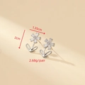 S925 silver snowflake earrings with cubic zirconia flower design and heart leaf details - Silver Five-Petal Flower With Leaf