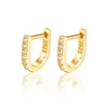 U-shaped S925 sterling silver gold earrings with clear zircons and professional 45-degree angle - 6mm / Gold