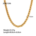 Pulsera de cadena Spiga de acero inoxidable chapado en oro 18K, 6mm de ancho y 40cm - Collar de Cadena de Trigo (JDN21396)
