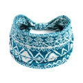 Elastisches Yoga-Stirnband mit blauem Geometriemuster auf weißem Stretchstoff - Weiß Blau Stammes Geometrisch(#58)
