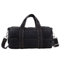 Kids trendy denim cross-body bag in dark blue with contrast stitching and shoulder strap - Black