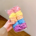 Elastic colorful seamless hair ties in macaron shades of pink blue and yellow - Spring Colors