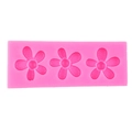 Pink silicone sunflower mold for chocolate and fondant cake decoration with 3 cavities - Style 2 / Pink