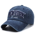 Retro navy blue washed baseball cap with New York 1625 embroidery and vintage style - One Size Adjustable / Navy Blue