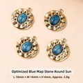 Pendaglio sole dorato con pietra blu incastonata per collane fai-da-te - Pietra mappa blu ottimizzata Sunburst