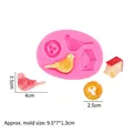 Molde de silicona rosa búho y nido de pájaro para decoración de pasteles DIY - 3# Juego de Nido y Casita de Pájaro / Rosa