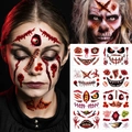 Halloween face tattoo stickers featuring bloody wounds, stitches and monster eyes, 8 sheets - FL009-016 Assorted Set (8 Sheets)