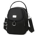 Versatile black nylon crossbody bag with multiple zip pockets and adjustable strap - Black