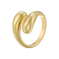 Minimalist gold-plated teardrop open ring with a polished smooth metallic finish - Gold