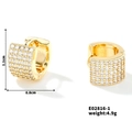Detail view of gold hoop earrings with micro-paved cubic zirconia measuring 1.1cm by 0.8cm - Gold Micro Pave Zirconia Huggie (1.1cm)