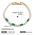 Bracciale tennis in acciaio inossidabile 18K con zircone bianco e pietre verdi rettangolari - Stile Zirconia Rettangolare Verde (JDB0305008-GN) / Lunghezza 16.0cm Larghezza 0.30cm