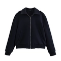 Chaqueta azul marino con cuello solapa y cremallera en tejido texturizado de calidad - XS / Azul marino