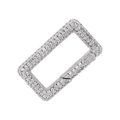 Macro view of silver-plated rectangular lobster clasp paved with sparkling zircons - White Gold Rectangle