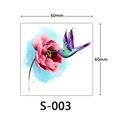 Tatuaggio 3D colibrì e fiore rosa S-003, formato 60x60mm adesivo corpo impermeabile - Stile Colibrì Colorato Fiore Rosa (S-003)