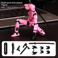 Pink 13-joint articulated 3D printed figure with weapons and multiple hand sets - Gen 3 Pink Black With 4 Weapons 3 Hands